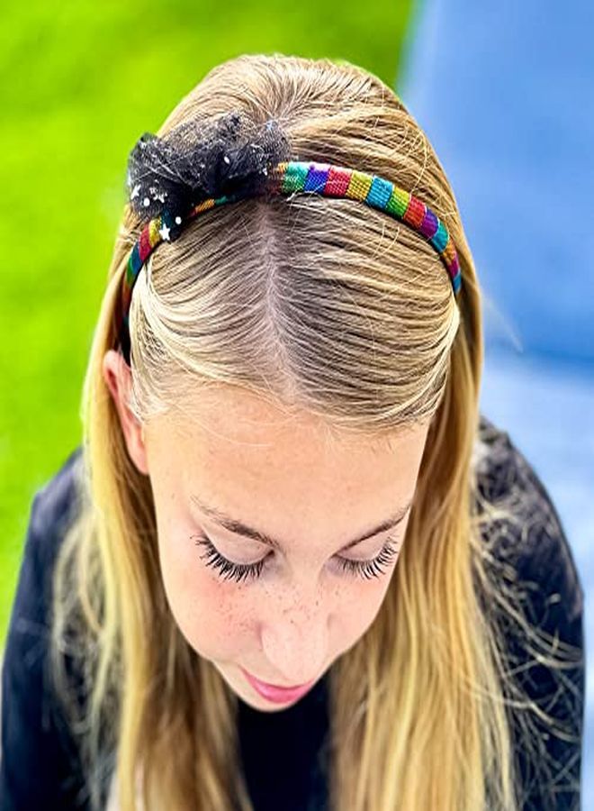 FROG SAC 3 Tulle Bow Headbands For Girls Cute Sparkly Metallic Bow Hair Bands For Kids Headband Hair Bow For Children Little Girl Hair Accessories Confetti Bow Head Band For Girls - Image 3