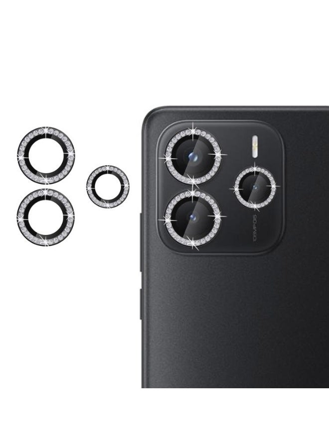 عدسة كاميرا فاخرة مرصعة بأحجار الراين لهاتف Redmi Note 14، مع غطاء كريستالي ماسي لامع، وإطار معدني أسود متين (أسود) - Image 1