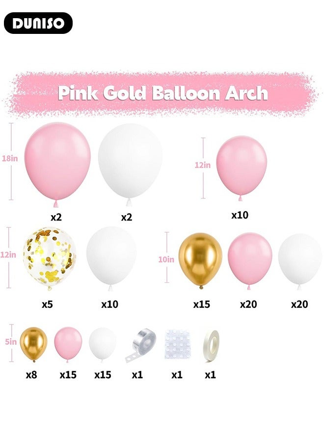 DUNISO Balloon Garland Arch Kit, 121 PCS Pink and Gold Balloon Garland Pastel Pink White Gold Confetti Balloons for Girls Birthday Baby Shower Wedding Bridal Shower Party Decorations - Image 4