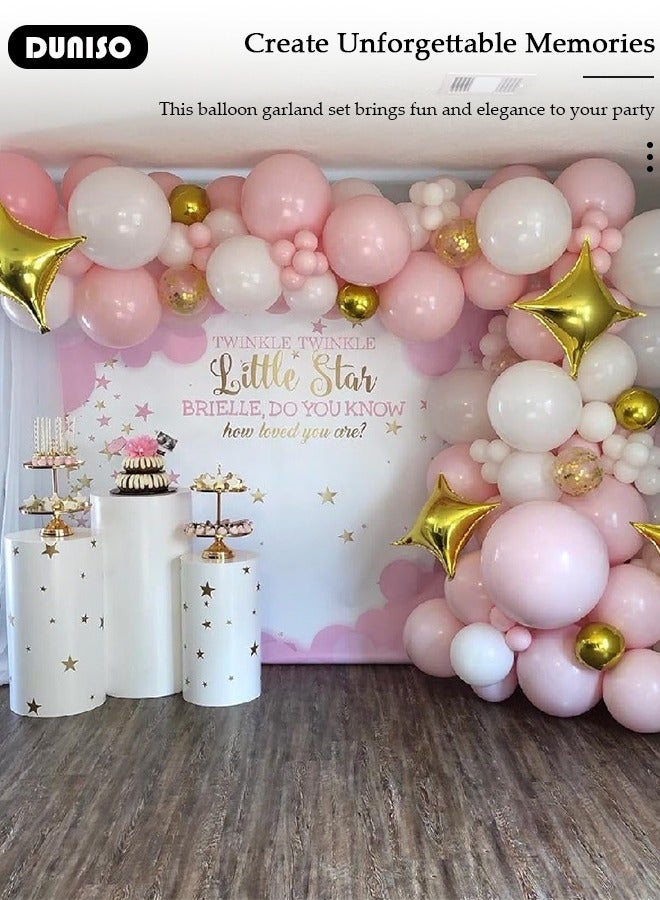 DUNISO Balloon Garland Arch Kit, 121 PCS Pink and Gold Balloon Garland Pastel Pink White Gold Confetti Balloons for Girls Birthday Baby Shower Wedding Bridal Shower Party Decorations - Image 2