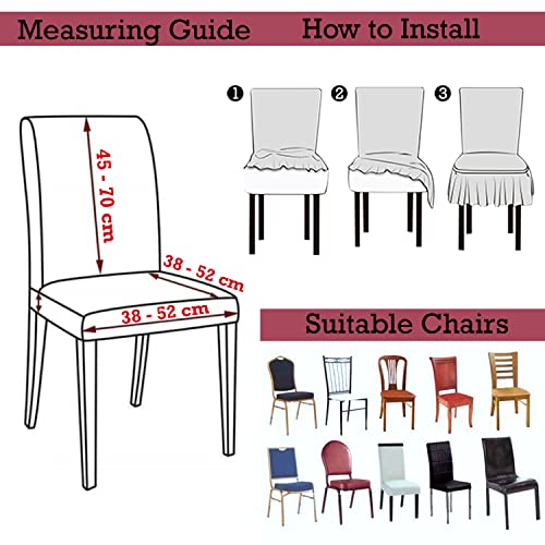 HOKIPO Polyester Stretchable Bubble Dining Table Chair Cover with Frill Set of 4 (Ar-4616-B5*4, Red) - Image 4