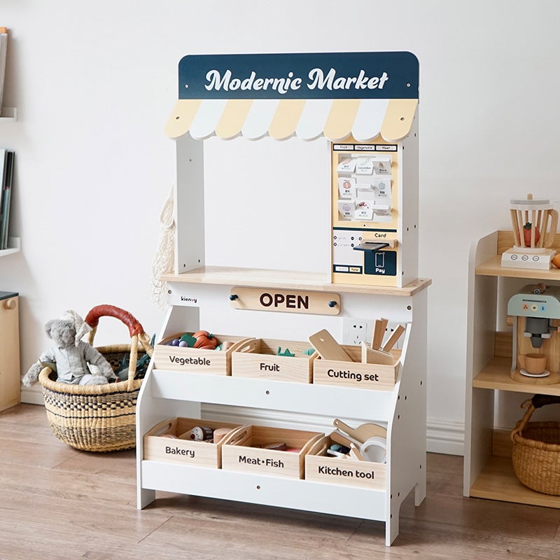Wooden Super Large Simulation Playhouse Fruit Store Supermarket Shop Children'S Cash Register Shopping Early Education Toys - Image 4