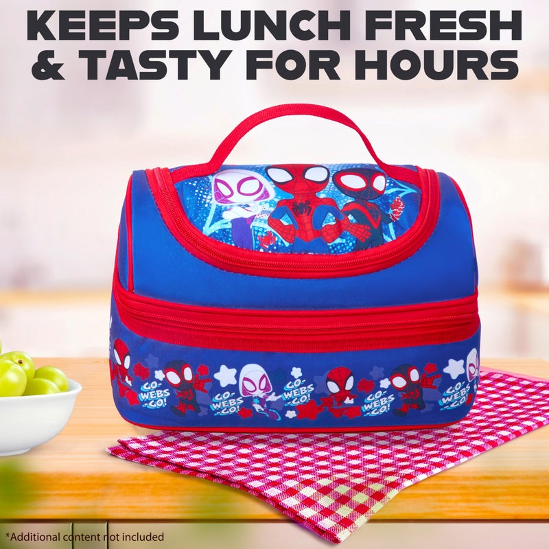 Get Trend Marvel Spidey Lunch Bag Insulated Lunch Box with Two Compartments for Picnic Snacks Cooler Bag Gifts for Kids (Blue/Red Spidey) - Image 5