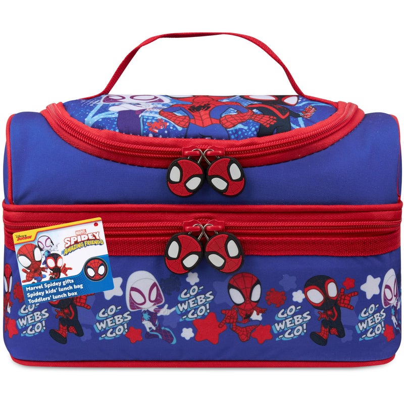 Get Trend Marvel Spidey Lunch Bag Insulated Lunch Box with Two Compartments for Picnic Snacks Cooler Bag Gifts for Kids (Blue/Red Spidey) - Image 1