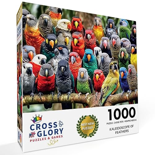 Cross & Glory Cross Glory Kaleidoscope of Feathers 1000 Piece Jigsaw Puzzle for Adults Unique Bird Artwork Best Challenging Puzzles for Cognitive Workout - Image 5