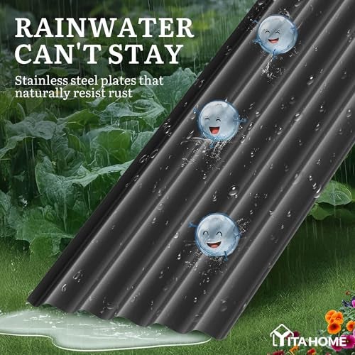 YITAHOME 8x2x1.5ft Raised Garden Bed Kit, 17" Tall 9 in 1 Large Galvanized Metal Planter Box with Gloves & Safety Rubber, Outdoor Flower Bed for Plants Vegetables Flowers, Black - Image 4