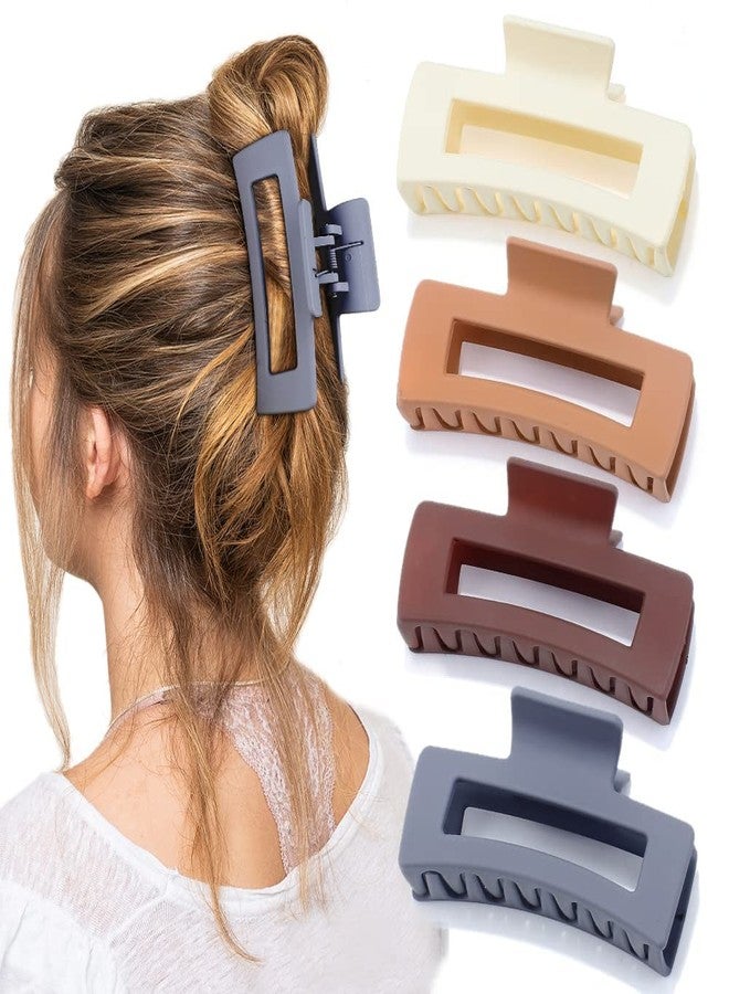 APSAMBR 4Hair Claw Clips Large 4 Inch Matte No Slip Big Rectangle Jaw Clip Clamp for Thick Hair Women and Girls, 4 Pack - Image 1