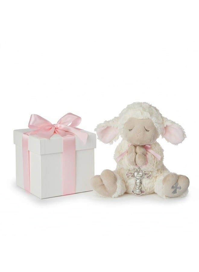 GANZ Serenity Lamb with Crib Cross Christening or Baptism Gift, Pink - Image 2