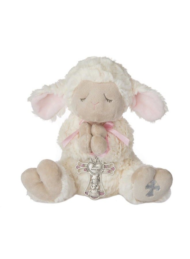 GANZ Serenity Lamb with Crib Cross Christening or Baptism Gift, Pink - Image 1