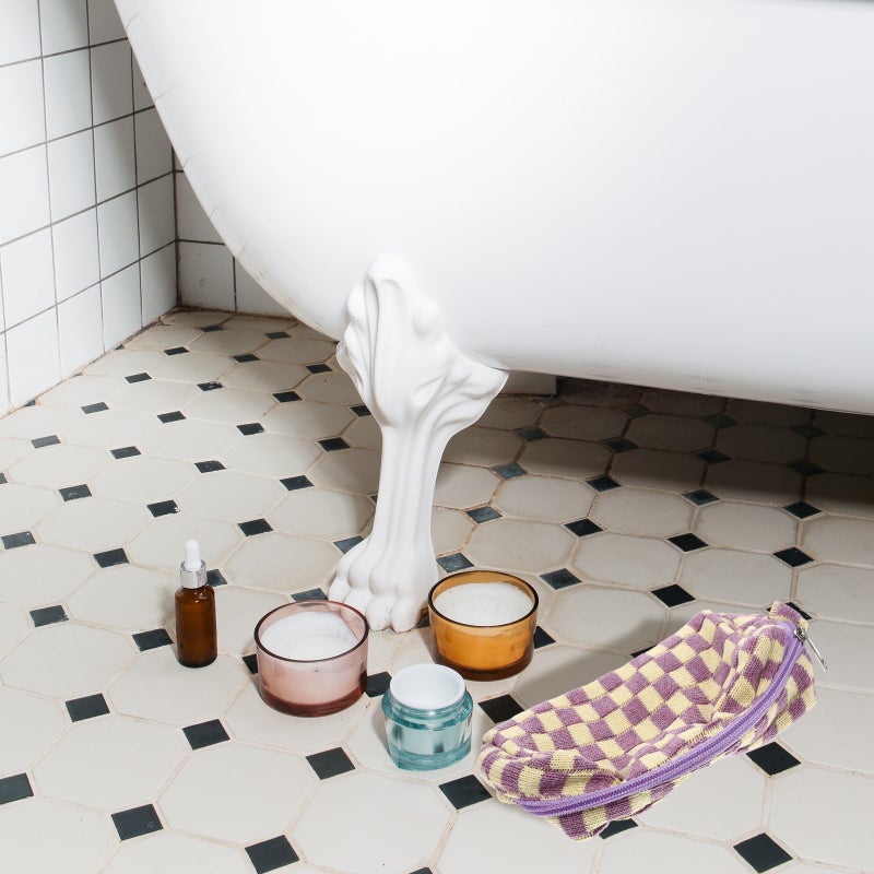 2pcs Woolen Yarn Makeup Bag Cosmetic Bag Large Capacity Checkered Travel Toiletry Bag - Image 4