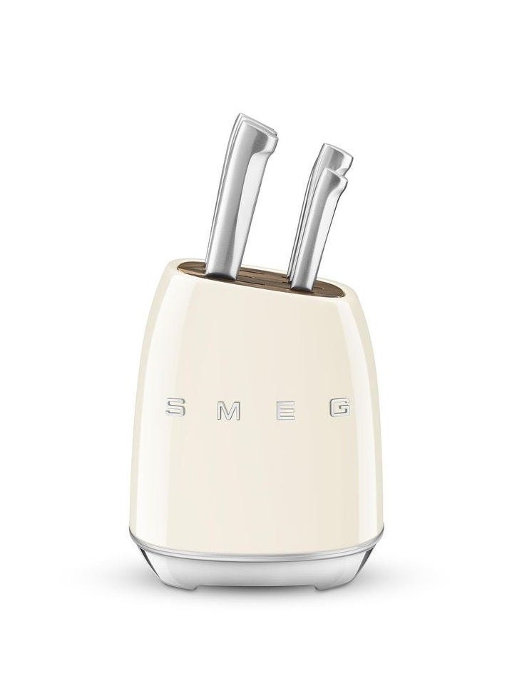 SMEG KBSF02 50'STYLE 7 PIECE KNIFE BLOCK SET -GERMAN STAINLESS STEEL,ACACIA WOOD - Image 1