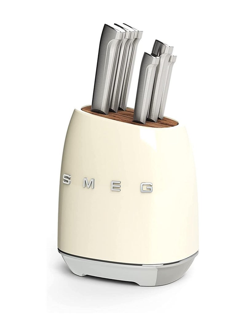 SMEG KBSF02 50'STYLE 7 PIECE KNIFE BLOCK SET -GERMAN STAINLESS STEEL,ACACIA WOOD - Image 3