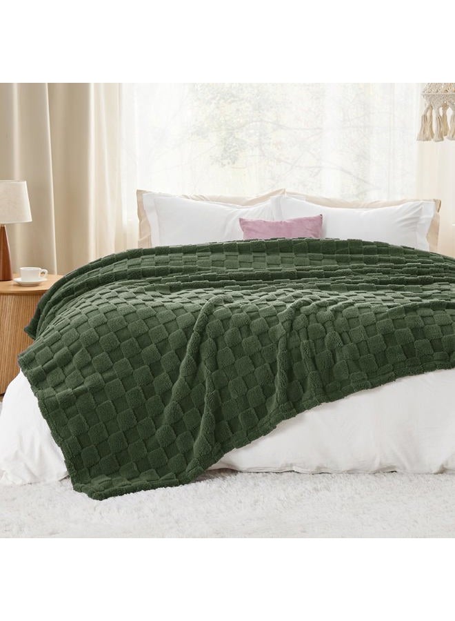 Bedsure GentleSoft Blankets Queen Size for Bed - Super Soft Cozy Spring Blanket for Kids Girls, Large Fuzzy Fleece Throw for Bedroom Decor, Olive Green, 90x90 Inches - Image 2