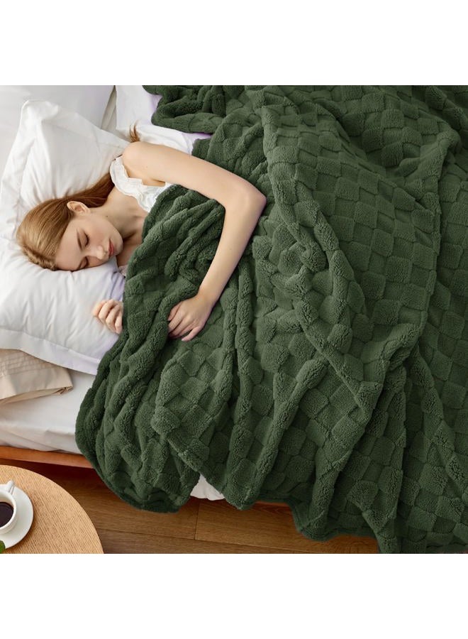 Bedsure GentleSoft Blankets Queen Size for Bed - Super Soft Cozy Spring Blanket for Kids Girls, Large Fuzzy Fleece Throw for Bedroom Decor, Olive Green, 90x90 Inches - Image 1