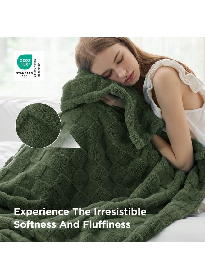 Bedsure GentleSoft Blankets Queen Size for Bed - Super Soft Cozy Spring Blanket for Kids Girls, Large Fuzzy Fleece Throw for Bedroom Decor, Olive Green, 90x90 Inches - Image 3