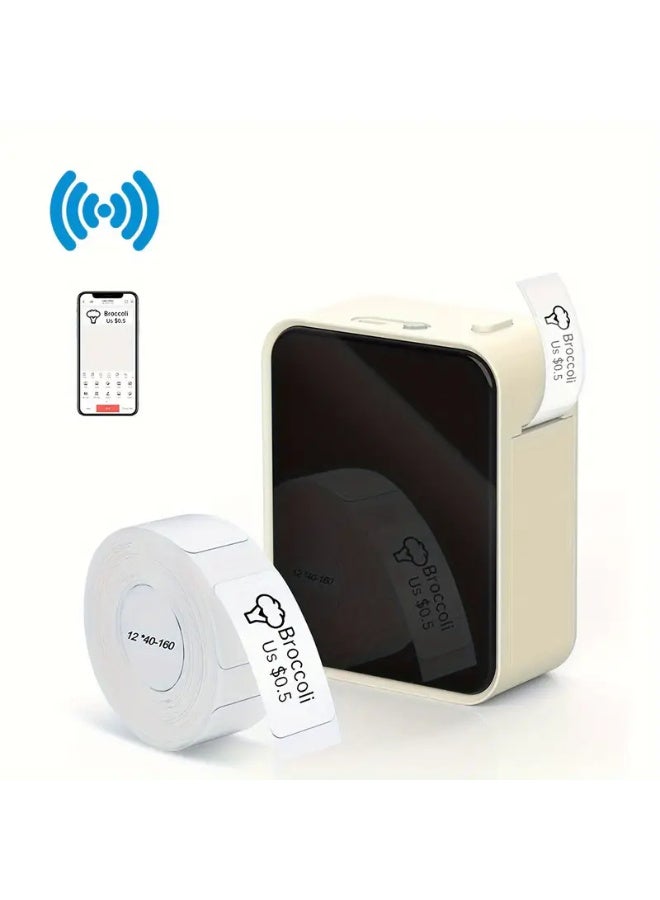 P15 Portable Thermal Label Printer (Multiple Collocation White sticker), Wireless Mini Label Maker Machine Compatible with Smartphone Ios/Android for Gifts, Study Notes, Work Photos, Pictures, Memos, Name