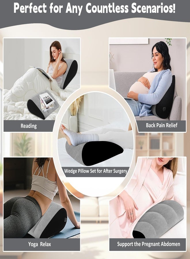 Prosixtoy Portable Wedge Pillow Inflatable Cushion - Body Positioners Lightweight Wedge Pillow for Sleeping, Leg Elevation, Use in Bed, Travel, Camping, Fast Inflating Deflation (Grey) - Image 3