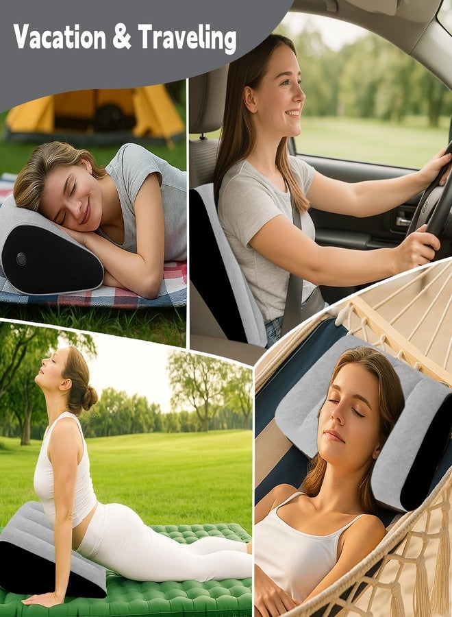 Prosixtoy Portable Wedge Pillow Inflatable Cushion - Body Positioners Lightweight Wedge Pillow for Sleeping, Leg Elevation, Use in Bed, Travel, Camping, Fast Inflating Deflation (Grey) - Image 2