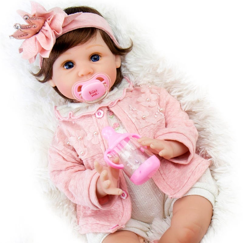 Milidool Reborn Baby Dolls Girl, 22 inch Lifelike Realistic Baby Girl Doll That Look Real Baby Doll Silicone Newborn Baby Doll Packaged with Feeding Toy Accessories Set,Gift for Grandma and Kids 3+ - Image 4
