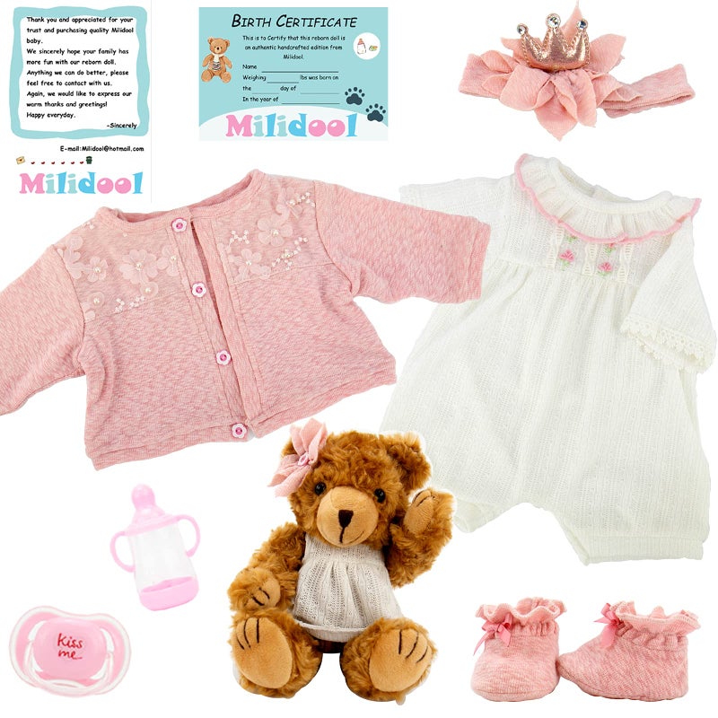 Milidool Reborn Baby Dolls Girl, 22 inch Lifelike Realistic Baby Girl Doll That Look Real Baby Doll Silicone Newborn Baby Doll Packaged with Feeding Toy Accessories Set,Gift for Grandma and Kids 3+ - Image 3