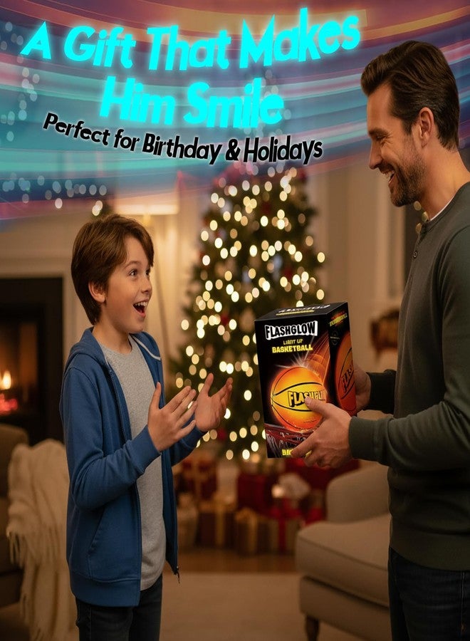 FLASHGLOW Light Up LED Basketball For Teen Boys: Cool Nighttime Ball Game Gifts For Birthday Christmas Easter - Glow In The Dark Sports Toy - Size 7 Outdoor Rubber Ball For Boys Girls Ages 8 9 10 11 12 13 14 15 - Image 3