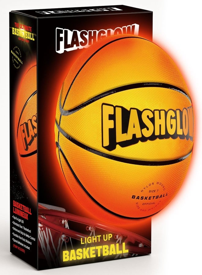 FLASHGLOW Light Up LED Basketball For Teen Boys: Cool Nighttime Ball Game Gifts For Birthday Christmas Easter - Glow In The Dark Sports Toy - Size 7 Outdoor Rubber Ball For Boys Girls Ages 8 9 10 11 12 13 14 15 - Image 1