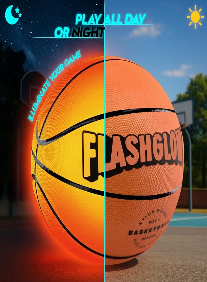 FLASHGLOW Light Up LED Basketball For Teen Boys: Cool Nighttime Ball Game Gifts For Birthday Christmas Easter - Glow In The Dark Sports Toy - Size 7 Outdoor Rubber Ball For Boys Girls Ages 8 9 10 11 12 13 14 15 - Image 5