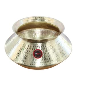 KITCART Handmade Hammered, Polished Pure Brass Water Pot Degchi Handi Pot. Indian Brass Cooking Vessel Color Golden. Capacity 2.5 Liters. Pack of 1 - Image 1