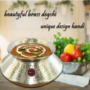 KITCART Handmade Hammered, Polished Pure Brass Water Pot Degchi Handi Pot. Indian Brass Cooking Vessel Color Golden. Capacity 2.5 Liters. Pack of 1 - Image 4