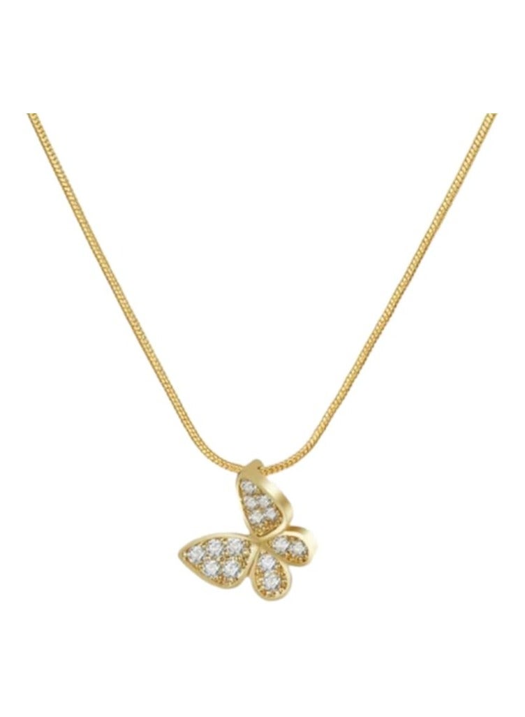 بونكا قلادة نسائية انيقة بتصميم عصري مع دلاية متنوعة من بونكا سلسلة ذهبي على شكل فراشة - Image 1