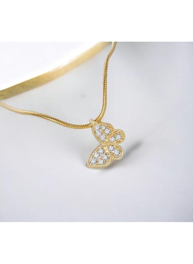 بونكا قلادة نسائية انيقة بتصميم عصري مع دلاية متنوعة من بونكا سلسلة ذهبي على شكل فراشة - Image 3