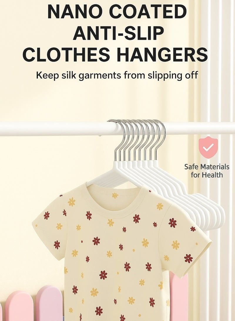 30-Pack White Non-Slip Flocked Clothes Hangers with Chrome Metal Hook, Space-Saving Adult Garment Hangers - Image 1
