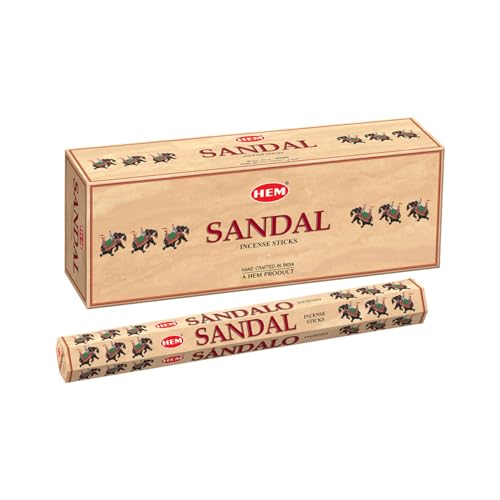 HEM Sandal Incense Sticks – Pack of 6 (120 Sticks) – 9 Inches Long – Perfect for Meditation, Relaxation & Home Fragrance - Image 1