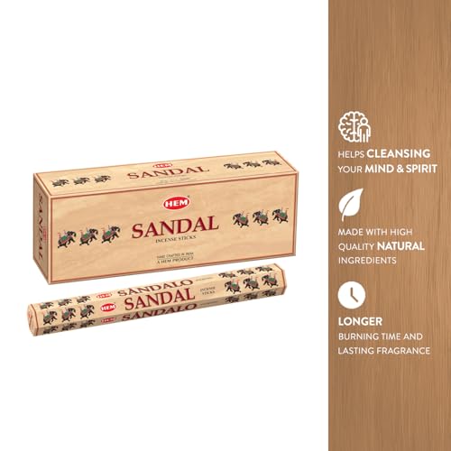 HEM Sandal Incense Sticks – Pack of 6 (120 Sticks) – 9 Inches Long – Perfect for Meditation, Relaxation & Home Fragrance - Image 3
