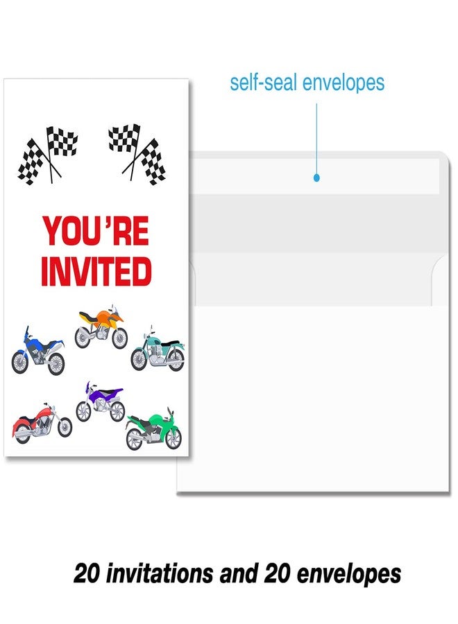 Soiceu Motorbike Dirt Bike Birthday Invitations with Envelopes Set of 20 Motocross Dirt Bike Birthday Party Invites for Boys - Image 5