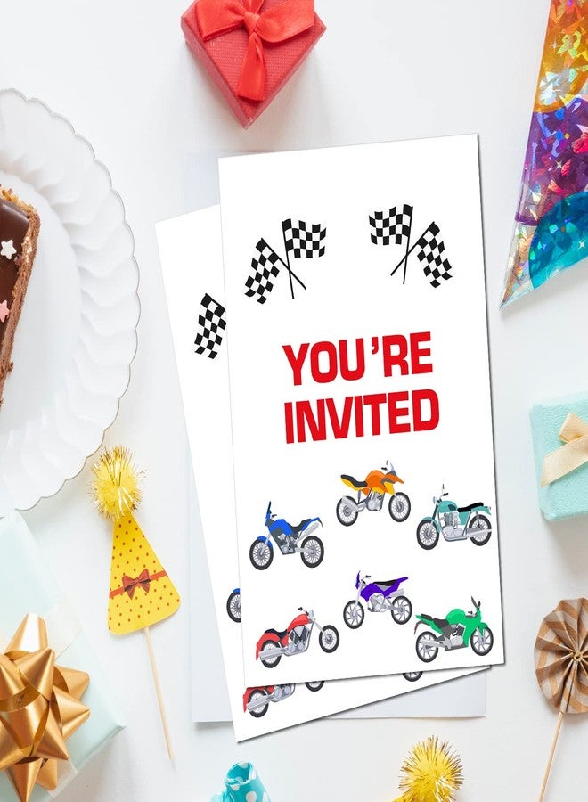 Soiceu Motorbike Dirt Bike Birthday Invitations with Envelopes Set of 20 Motocross Dirt Bike Birthday Party Invites for Boys - Image 3