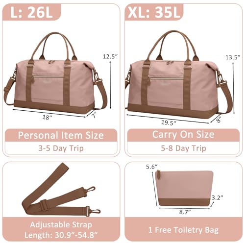 ELONGRIVER Travel Duffle Bag for Women Weekender Bags Hospital Bag for Labor Delivery Lightweight Tote Duffel Overnight Bag with Luggage Sleeve Airplane Travel Bags with Toiletry Bag Large Pink - Image 3