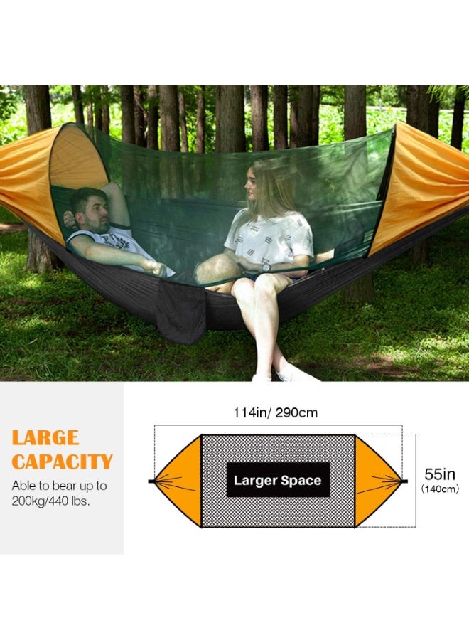 Soofam Camping Hammock with Net, Travel Portable Lightweight Hammocks with Tree Straps and Solid D-Shape Carabiners,Parachute Nylon Hammock for Outsides Backpacking Beach Backyard Patio Hiking - Image 4