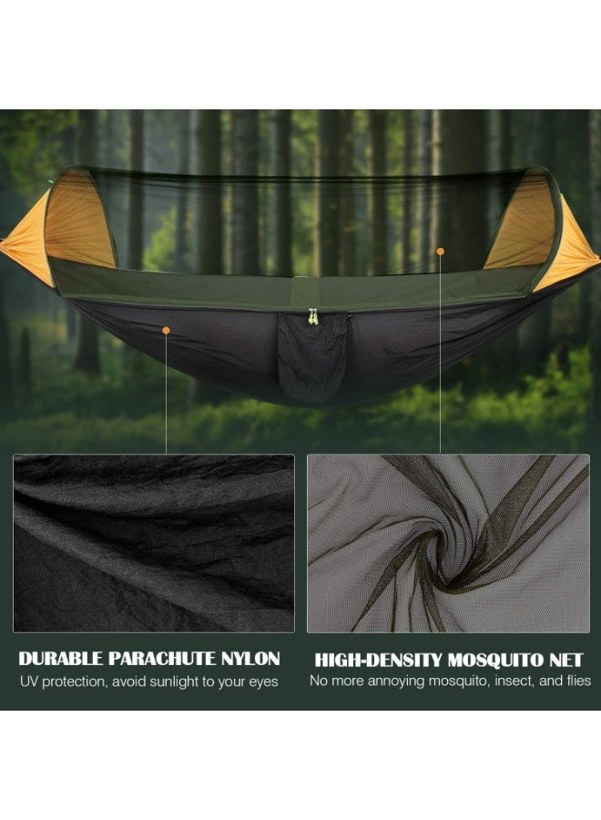 Soofam Camping Hammock with Net, Travel Portable Lightweight Hammocks with Tree Straps and Solid D-Shape Carabiners,Parachute Nylon Hammock for Outsides Backpacking Beach Backyard Patio Hiking - Image 3
