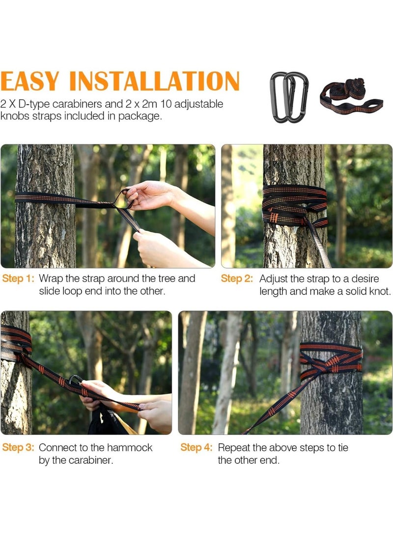 Soofam Camping Hammock with Net, Travel Portable Lightweight Hammocks with Tree Straps and Solid D-Shape Carabiners,Parachute Nylon Hammock for Outsides Backpacking Beach Backyard Patio Hiking - Image 5