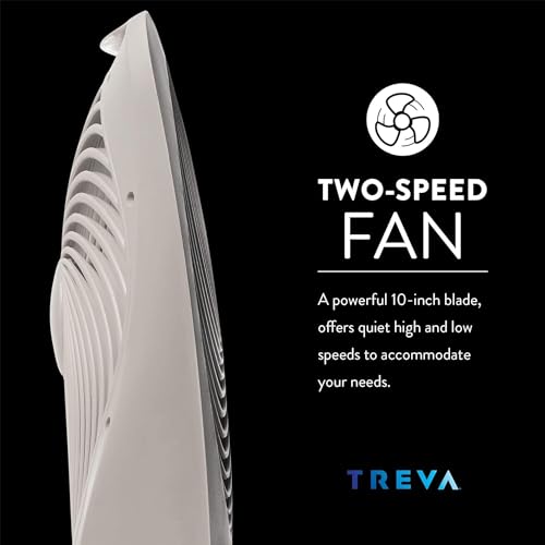 Treva 10-Inch Portable Fan, Powered by Battery and/or AC Adapter - Desk Fan Air Circulating with 2 Cooling Speeds for Personal and Travel Use (Black) (OOS) - Image 4