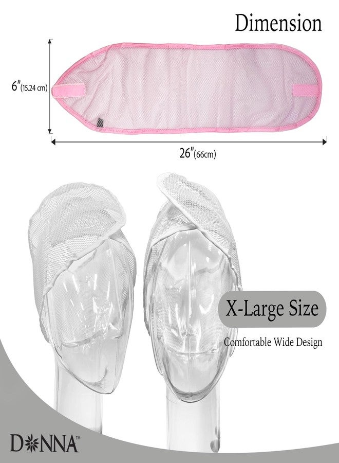 DONNA Mesh Wrap Extra Large Size - Face Wash Headbands for Women, Shower Cap Alternative, Soft and Breathable Material, Ideal for Hair Care and Beauty Routines, 1PC WHITE COLOR - Image 2