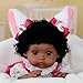 Cloveray 18Inch Lifelike Reborn Baby Doll Realistic Black Girl Baby Doll with Cute SkirtsHandmade Real Life Newborn Baby Dolls FullBody Vinyl Baby Dolls for 3 Years Old Kids Name Zahra - Image 4
