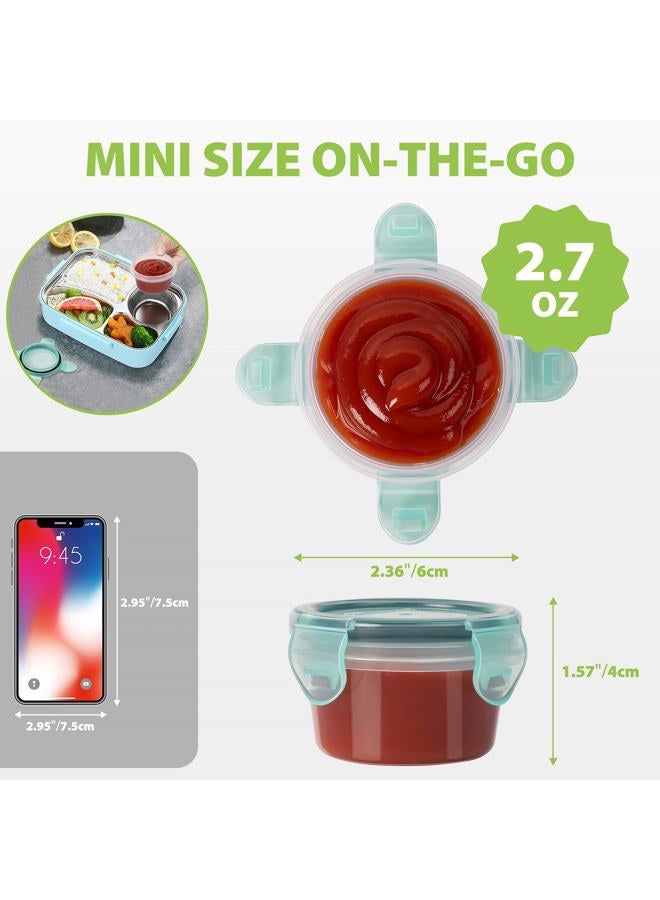 Freshmage Small Dressing Containers with Lids, Set of 6-2.7 oz Food Storage Containers with Airtight Leakproof Locking Lids, BPA-Free Stackable Salad Dressing Containers to Go. (2.7oz-6pcs-A) - Image 2
