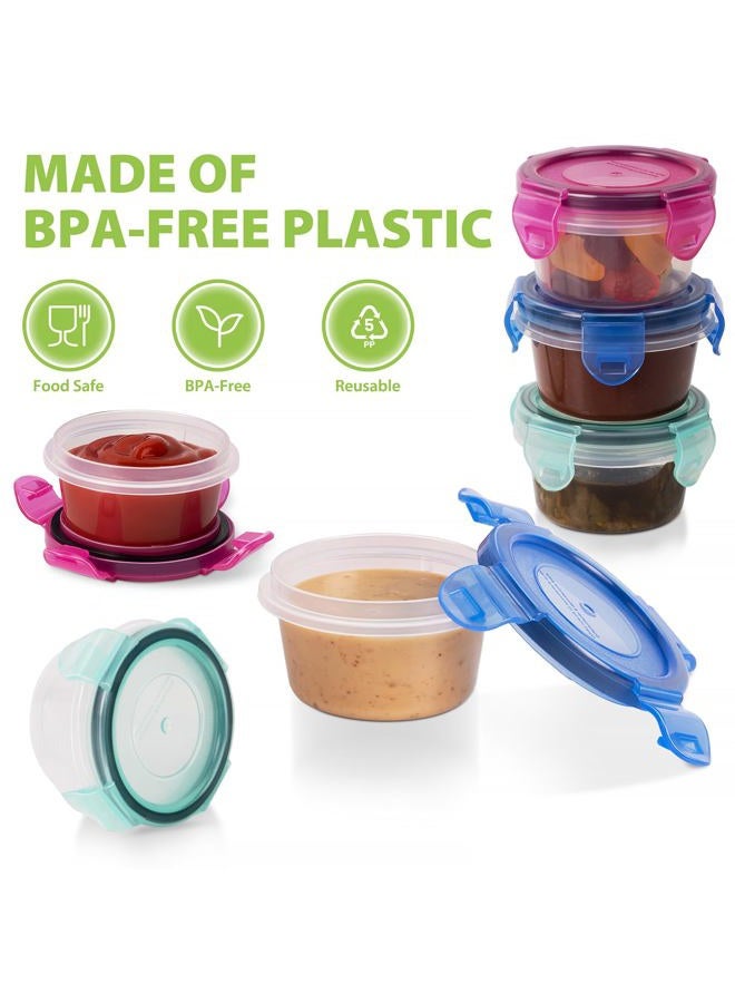 Freshmage Small Dressing Containers with Lids, Set of 6-2.7 oz Food Storage Containers with Airtight Leakproof Locking Lids, BPA-Free Stackable Salad Dressing Containers to Go. (2.7oz-6pcs-A) - Image 4
