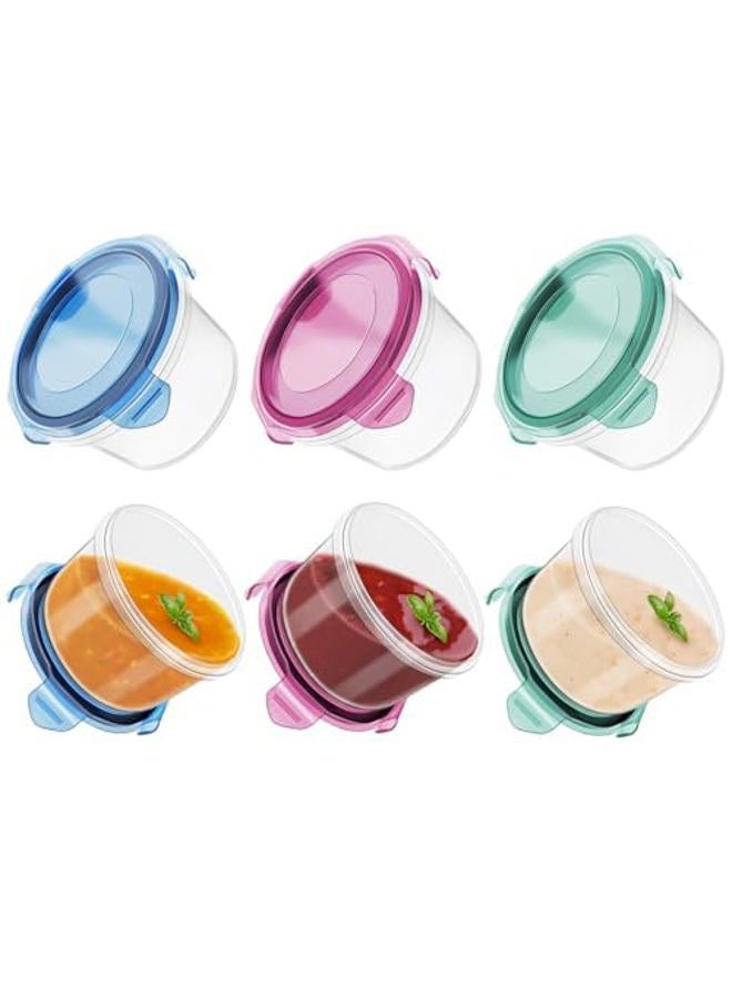 Freshmage Small Dressing Containers with Lids, Set of 6-2.7 oz Food Storage Containers with Airtight Leakproof Locking Lids, BPA-Free Stackable Salad Dressing Containers to Go. (2.7oz-6pcs-A) - Image 1