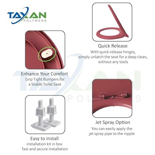 TAXAN POLYMERS TAXAN Magenta EWC Toilet Seat Cover (17 x 14.5 in) | Oval Shape, PVC Western Commode Seat with Lid | High Glossy Finish, Sleek Design, Non-Soft Closing Commode Seat Cover with Installation Kit - Image 4