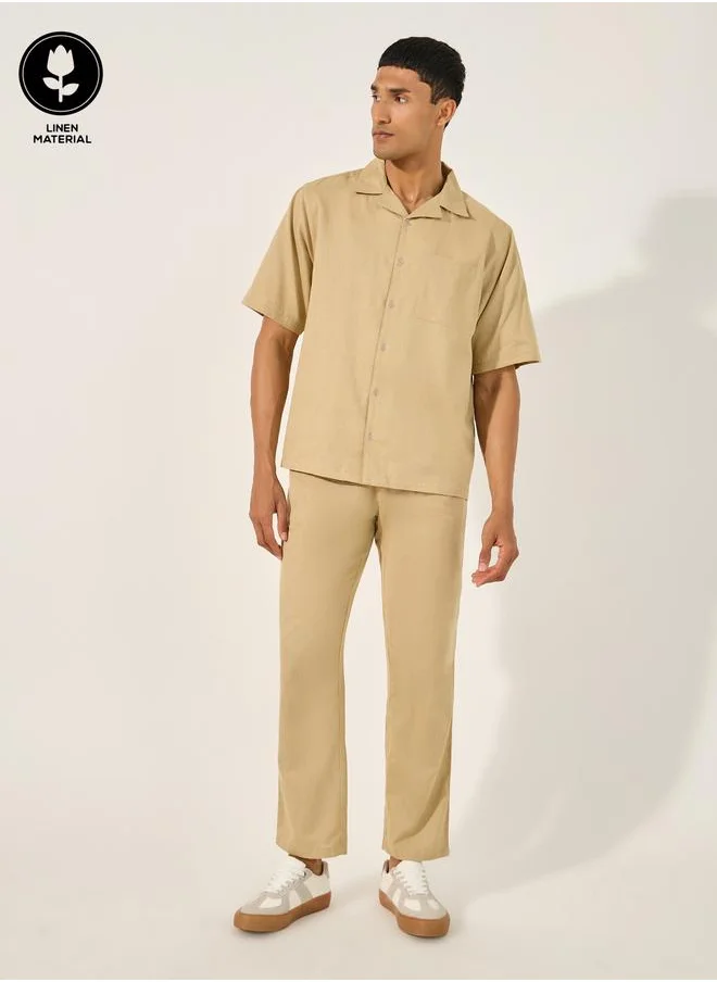 Styli Styli Linen Blend Shirt and Pant Co-Ords Set With Chest Pocket