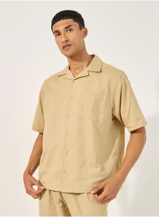 Styli Styli Linen Blend Shirt and Pant Co-Ords Set With Chest Pocket