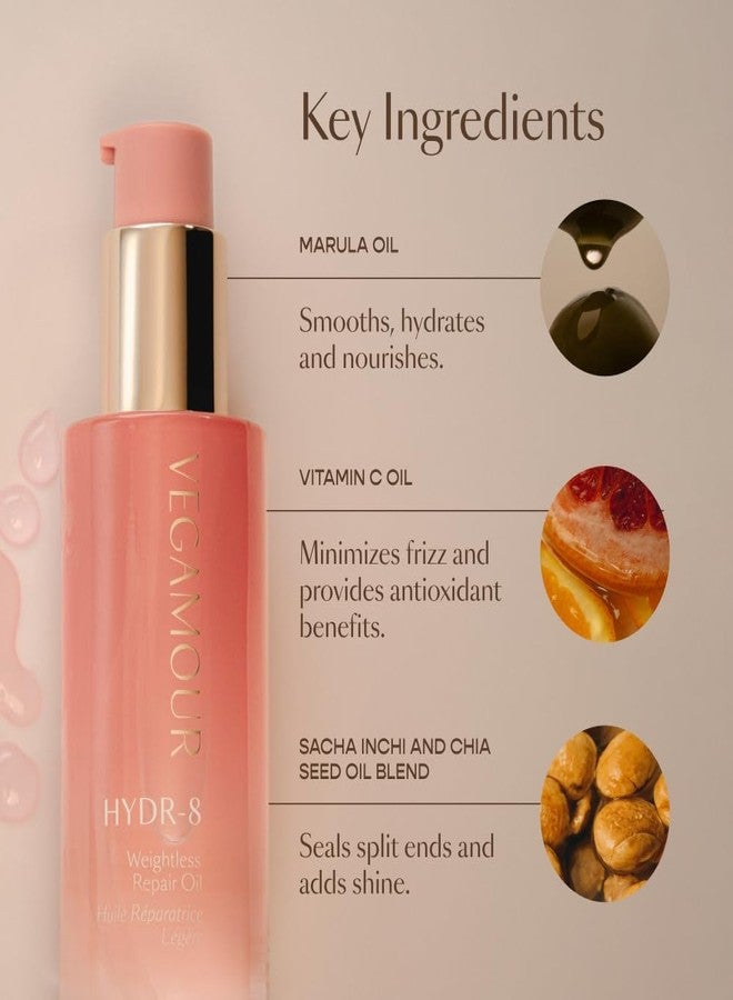 VEGAMOUR HYDR-8 Weightless Repair Oil Travel Size, Hair Oil Formulated Without Silicones For All Hair Types Especially Fine & Thin Hair, Marula & Chia Seed Oil, 0.5 Fl. Oz. - Image 5